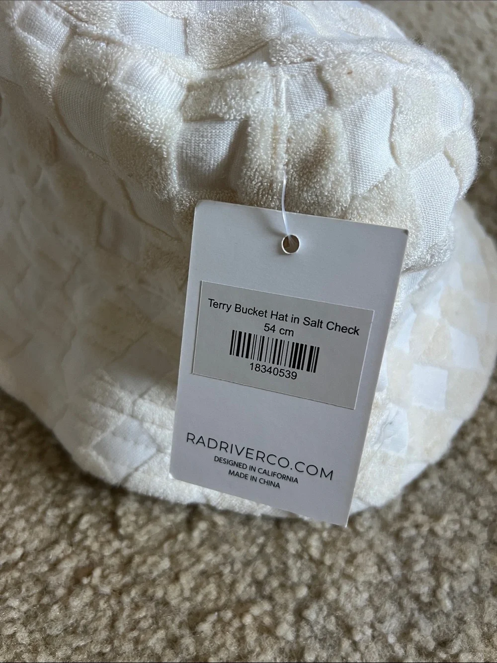 NWT Rad River Co. Kids Cream Checkerboard Bucket Hat